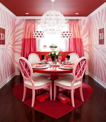 Kitchen interior with red walls
