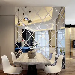 Mirror tiles in the bedroom interior