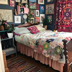 Yataq otağının interyerində boho tərzi