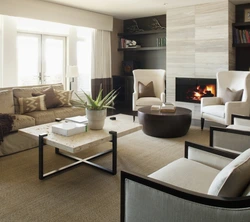 Sofa and two armchairs in the living room photo