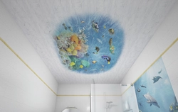 Ceiling design with panels in the bathroom