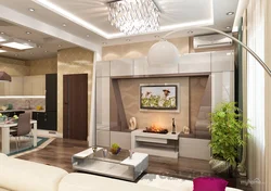 Design Of A Living Room With A Kitchen And A Corridor In The House