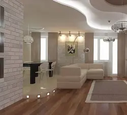 Design of a living room with a kitchen and a corridor in the house