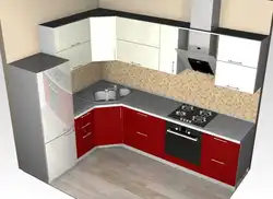 Künc lavabo ilə müasir kiçik mətbəx dizaynı