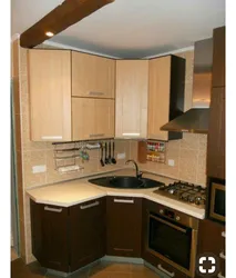 Modern small kitchen design with corner sink