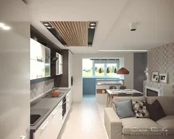 Kitchen living room rectangular interior photo