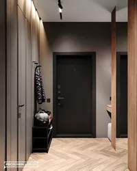 Combination of gray and brown in the hallway interior
