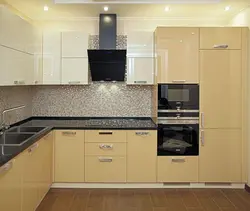 Beige appliances in the kitchen interior