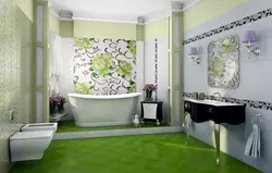 Tile flowers bath photo