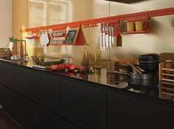 Black roof rail for kitchen interior