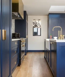 Kitchen Design Blue Refrigerator