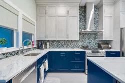 Kitchen Interior With Blue Apron