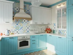 Kitchen Interior With Blue Apron