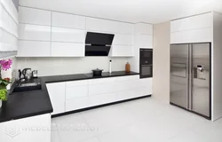 White kitchens in a modern style glossy corner photo