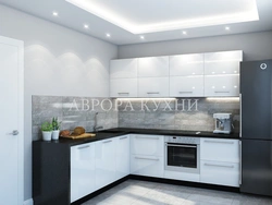 White kitchens in a modern style glossy corner photo