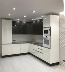 Müasir üslubda ağ mətbəxlər parlaq künc fotoşəkili