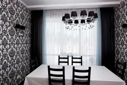 Black curtains in the kitchen photo