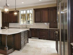 Apartment design with brown kitchen