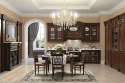 Apartment design with brown kitchen
