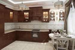 Apartment design with brown kitchen