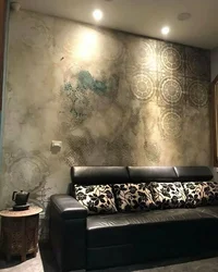 Textured plaster in the living room photo