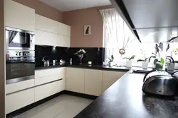 Kitchen interior beige and black