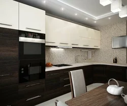 Kitchen interior beige and black