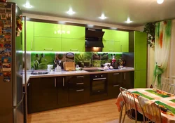 Kitchen design with light green furniture