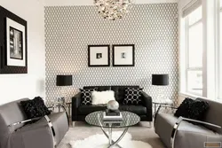 Gray Wallpaper On The Living Room Wall Photo