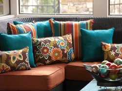 Sofa pillows in the living room interior