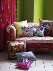 Sofa pillows in the living room interior
