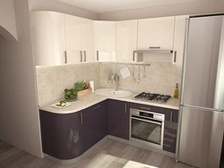 Corner kitchen units for a small kitchen with built-in appliances photo