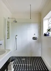 Bathroom interior with drain