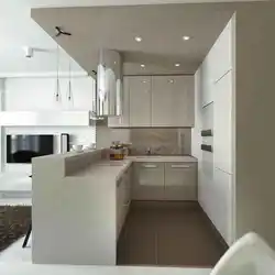U shaped kitchen living room design