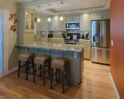 U shaped kitchen living room design