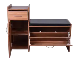 Photo of shoe cabinets with seats in the hallway