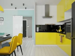 Kitchen Interior In Yellow And White