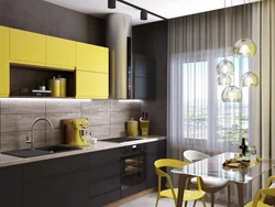 Kitchen interior in yellow and white