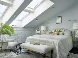 Photo of a bedroom with a sloping ceiling photo