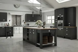 Kitchen design graphite with white