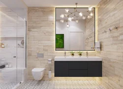 Vinyl tiles on the bathroom walls photo