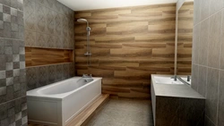 Vinyl tiles on the bathroom walls photo