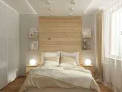 Interior of a wooden bedroom in light colors
