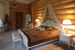 Photo of a bedroom in a wooden style photo