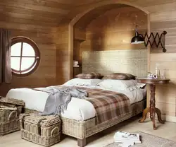 Photo of a bedroom in a wooden style photo