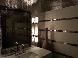 Black mosaic tiles in the bathroom photo