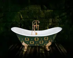 Cast iron bathtub in the bathroom interior