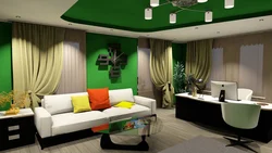 Green kitchen living room photo