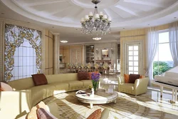 Vitray pəncərələrlə ev qonaq otağı dizaynı
