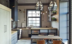 Photo of a kitchen with a loft style window